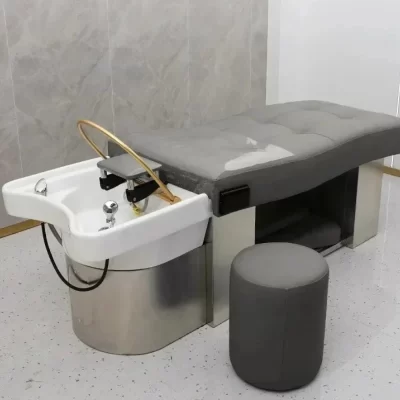 Cadeira de maquiagem europeia, cabelo profissional, lindo lavatório, shampoo, cama de massagem, cabeleireiro, coreano, móveis exclusivos