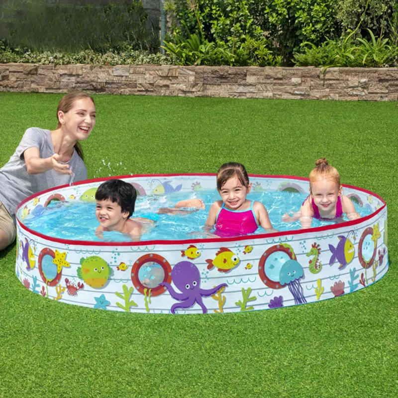 60in x 10in 3-5 Person Round Instant Foldable Child Kids Swim Pool Paddling Pool Funny Backyard Tubs Water Play Deep Sea Theme