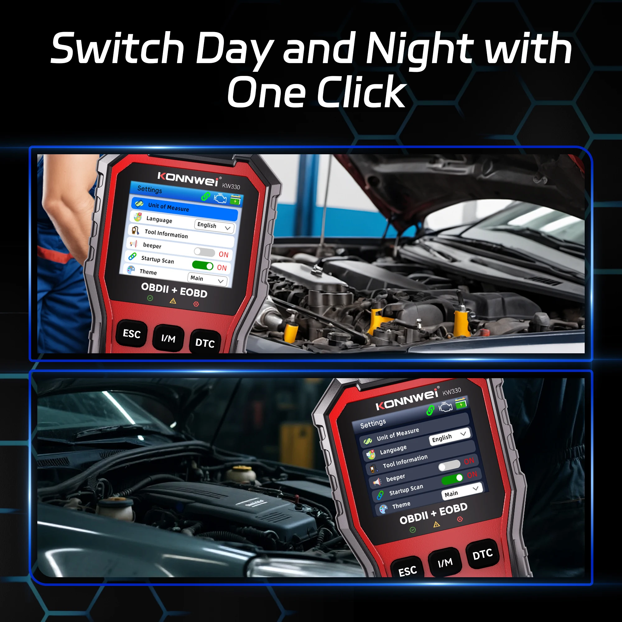 2025 konwei kw330 carro obd2 scanner de falhas motor bateria teste código de falhas claro dados em tempo real profissional ferramenta de inspeção obd - Image 4