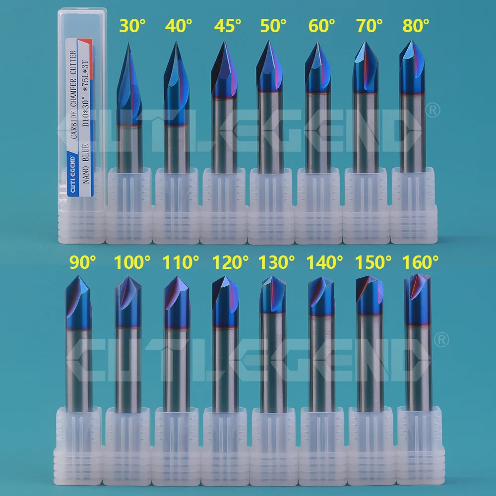 HRC65 Carbide Chamfer Milling Cutter 30 40 45 50 60 70 80 90 100 110 120 150 160 degree Tungsten Steel 3 Flutes Chamfering Mill