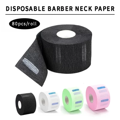 Um rolo descartável barbeiro pescoço papéis extensível cabeleireiro corte de cabelo colar cobrindo salão cabeleireiro acessórios