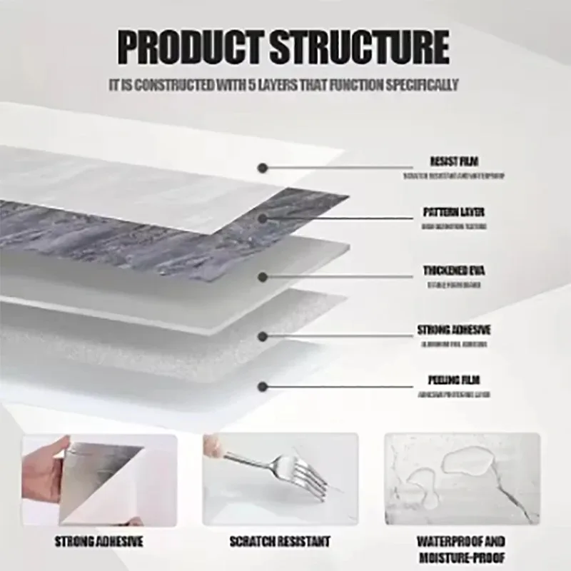Adesivo de parede à prova d'água e antiincrustante, papel de parede autoadesivo, 1 rolo de espuma grossa, mármore, para quarto e sala de estar - Image 6