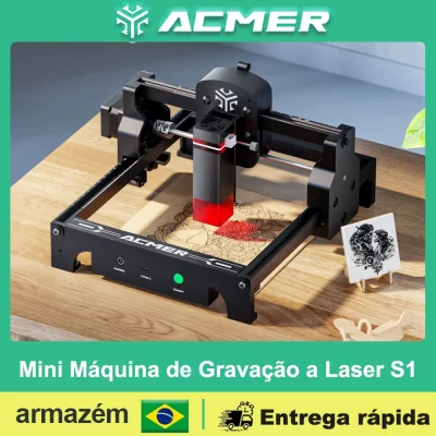 Acmer s1 mini máquina de gravação a laser portátil gravador a laser diy máquinas de corte esculpir madeira acrílico couro mdf para iniciante