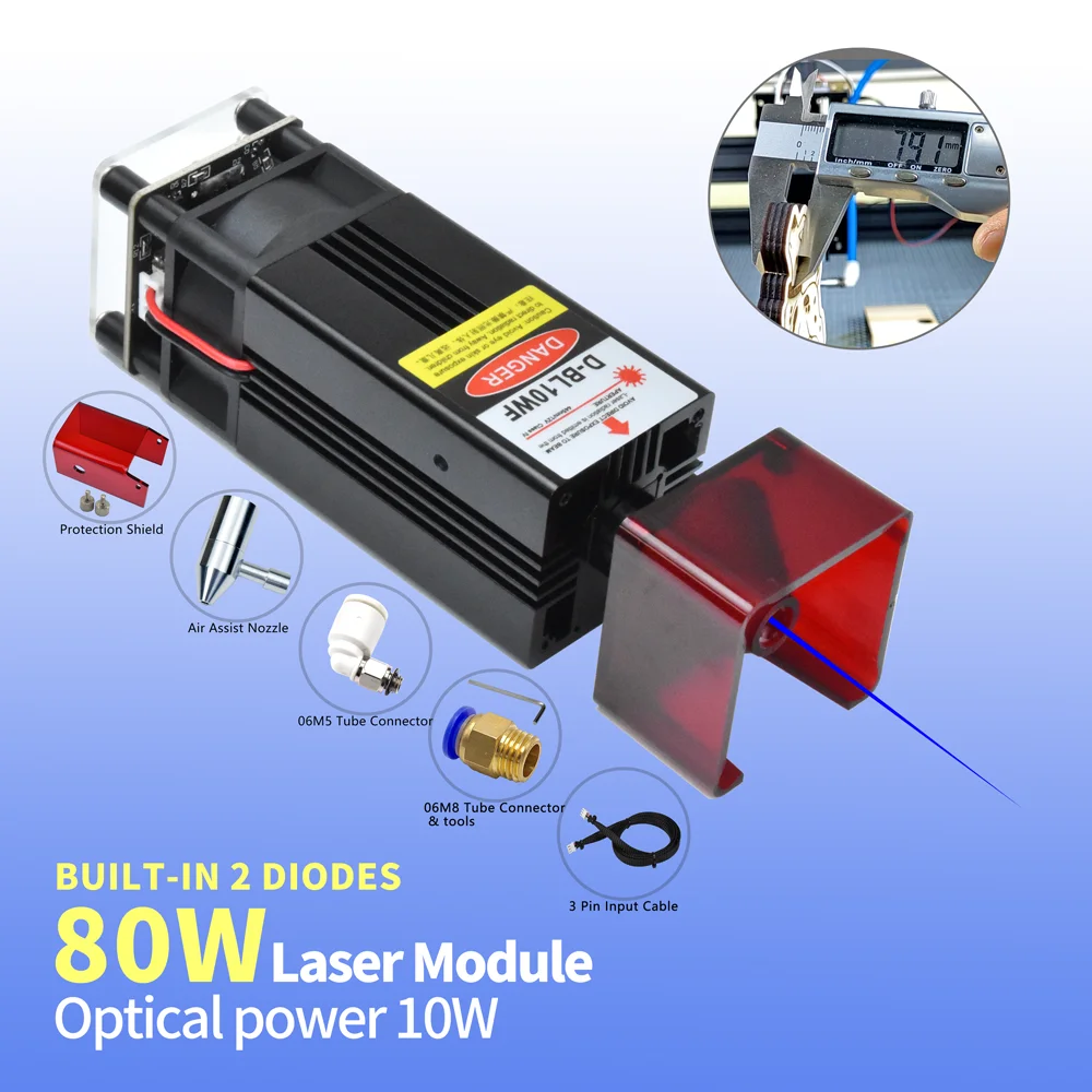 80w/40w módulo de gravação a laser cabeça focal fixo 445nm módulo luz azul para cnc corte a laser máquina marcação ferramentas madeira
