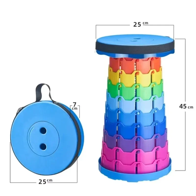 Plastic folding telescopic chair, portable stool with adjustable height, perfect for fishing, beach, and camping. - Image 3