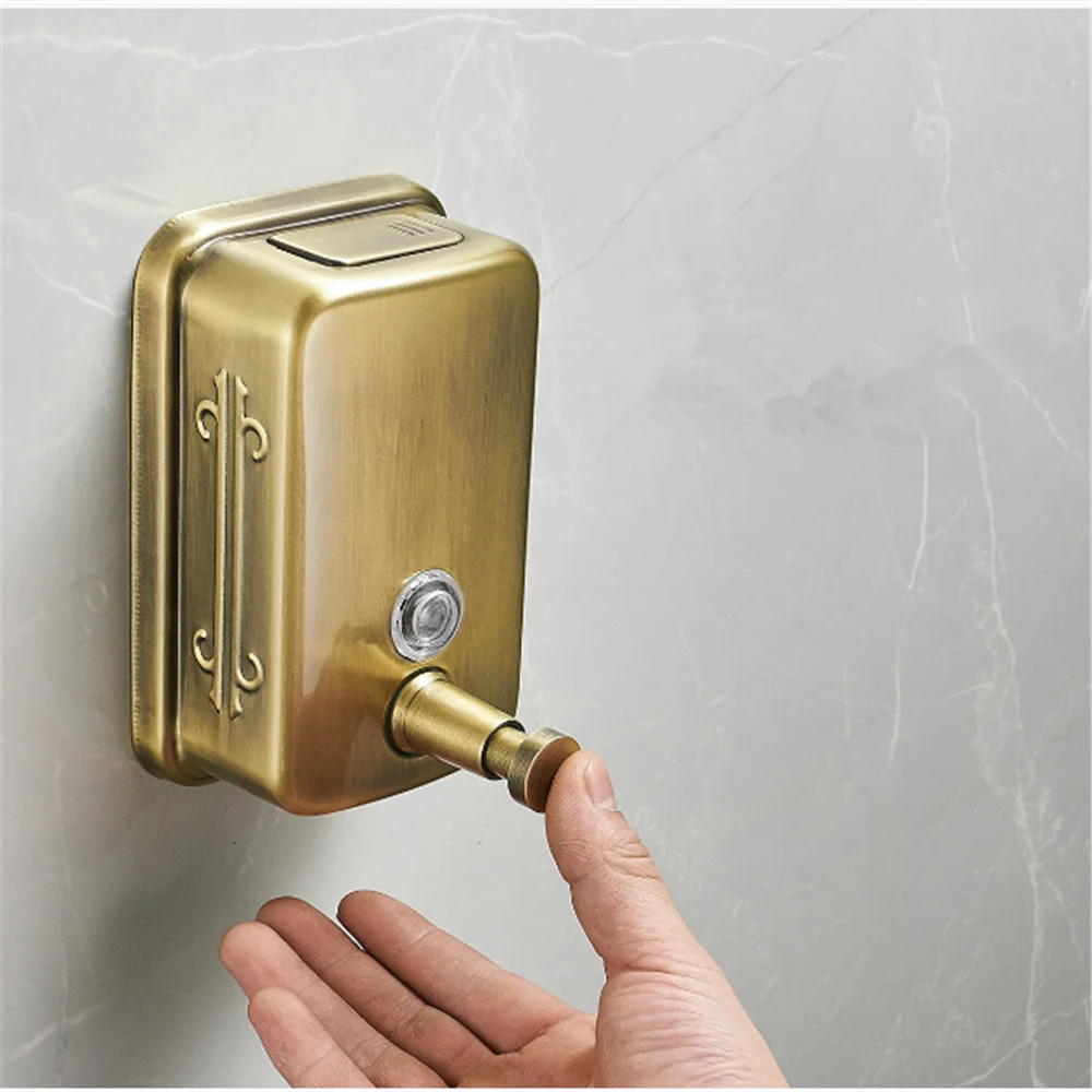 Dispensador de sabão de ouro rosa montado na parede antigo banheiro mão dispensador de sabão líquido/dispensador de sabão de cozinha sus 304 garrafas de shampoo - Image 4