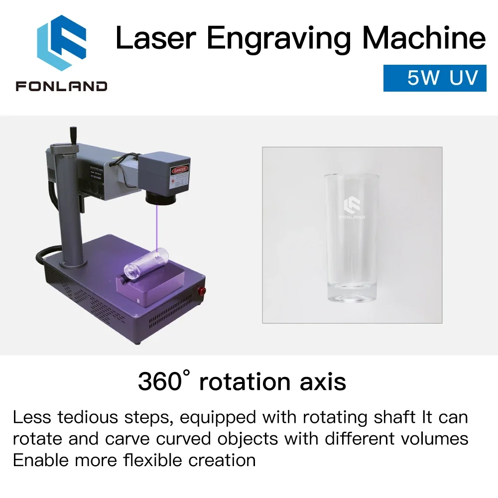 Fonland 5w uv universal marcação a laser gravador máquina de fibra 355nm máquina de gravura para vidro madeira pvc aço todos os materiais - Image 3