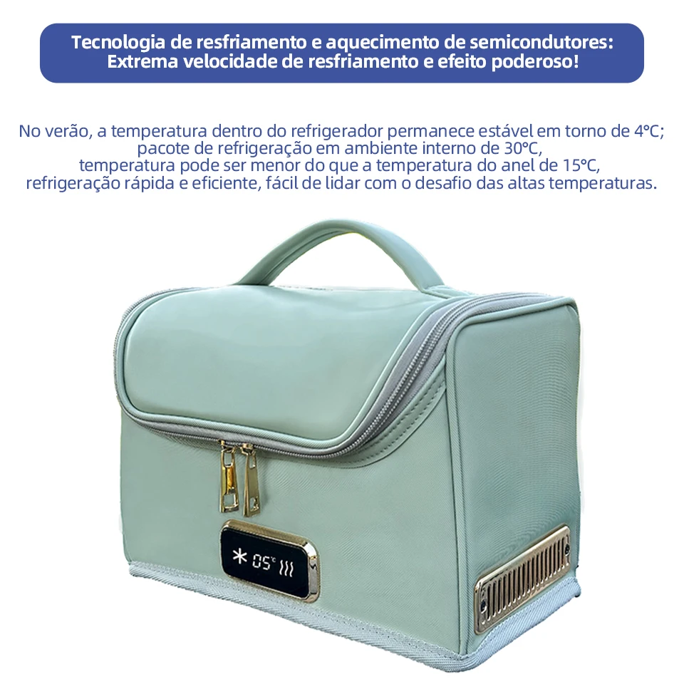 Yannice12V220V Mini Car Refrigerator Green Portable Car Cold& Heat Soft Bag Hand Carry Cosmetics Drug Cold Bag For Home Car Use - Image 4