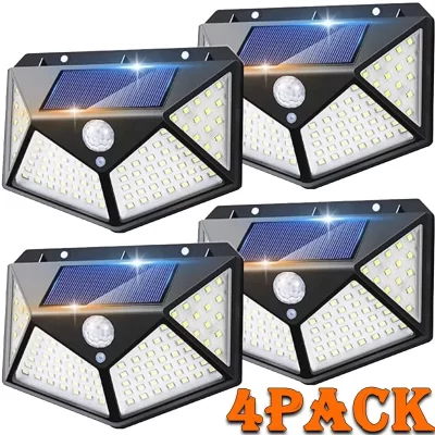 Sensor de Movimento Solar Powered Wall Lights, Lâmpada ao ar livre, Luz solar, Street Light, Jardim Noite, 100 LED, 1 Pc, 2 Pcs, 4Pcs
