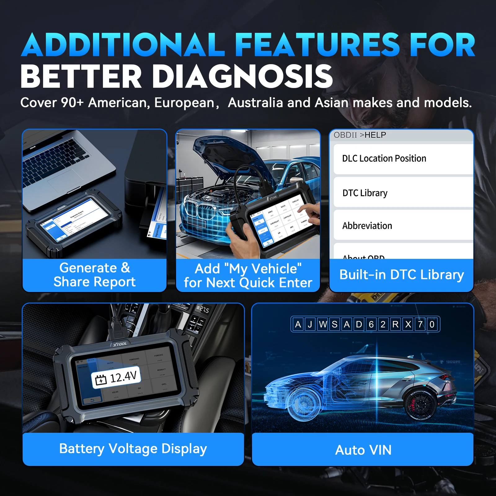 Ferramentas de diagnóstico de carro xtool d6s, todos os sistemas, scanner automotivo para todos os carros, mais de 30 serviços, atualização gratuita vitalícia, canfd fca embutido - Image 3