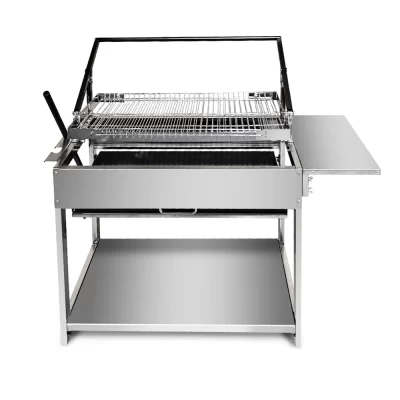 Grelha a carvão para churrasco, rotação de 360 graus, portátil, universal, ajustável, dobrável, para acampamento ao ar livre, jardim