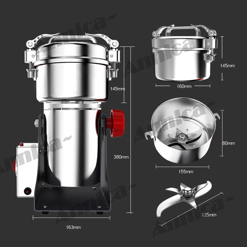 220V 800g Grains Spices Cereals Coffee Dry Food Grinder Mill Grinding Machine Flour Powder crusher 3000W 34000r/min - Image 4