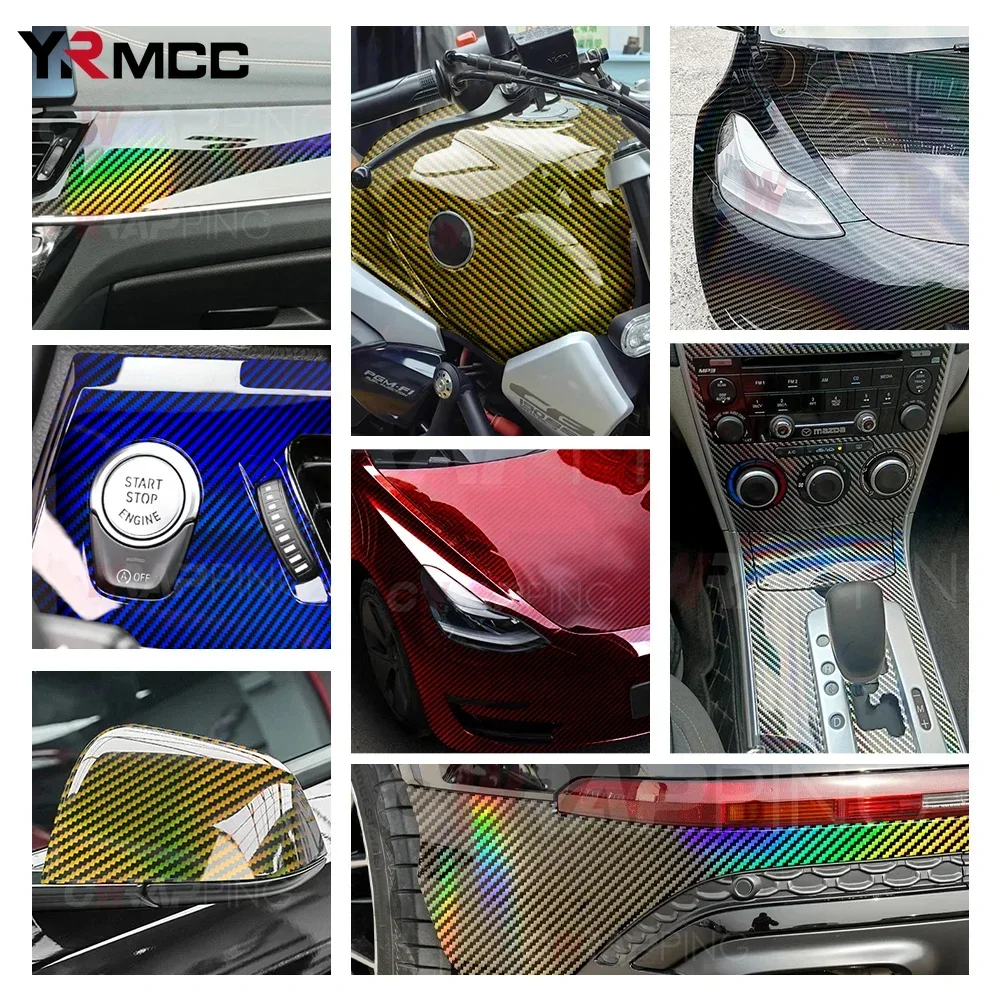 Gloss Laser Rainbow Carbon Fiber Vinyl DIY Car Stickers Motorcycle Body Covers Film Console Computer Laptop Skin Car Accessories - Image 5