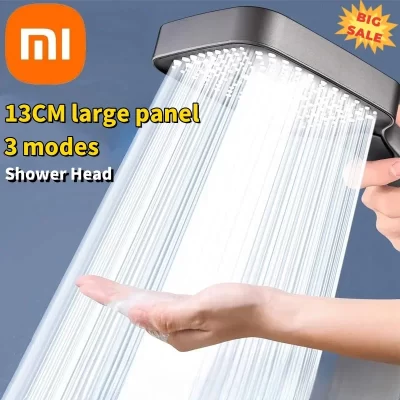 Xiaomi novo painel grande 3 modos cabeça de chuveiro ajustável casa massagem alta pressão chuveiro elemento filtro acessórios do banheiro