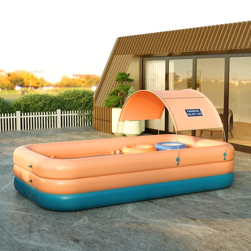 Outdoor Lawn Inflatable Kids Swimming Pool With Awning Quality PVC Portable Swimming Pool Summer Water Party Piscine - Image 4