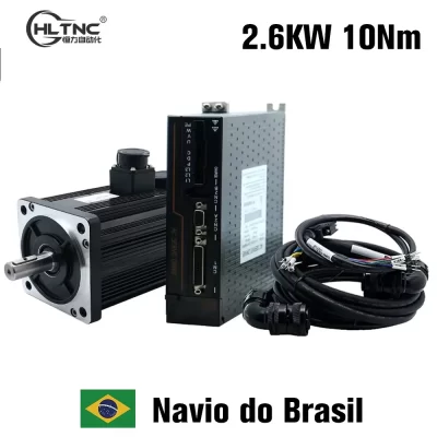 Hltnc 130st m10025 10nm 2.6kw 2500rpm 220v 380v ac servo motor com t3df 15a t3a acionamento do motor para cnc gravador fresagem roteador