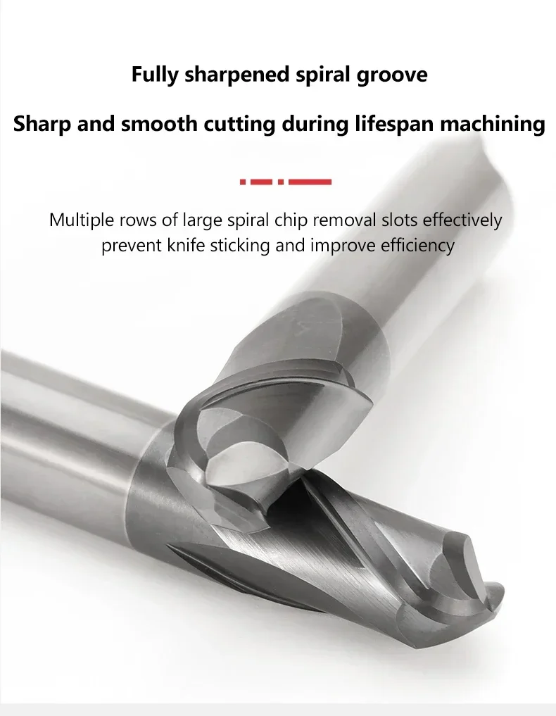 Ball End Cortador De Carboneto De Tungstênio, CNC Router Bit, Ferramenta De Fresagem, Ferramenta De Usinagem De Aço, HRC66, HRC70, R0.5, 6, 8 - Image 3