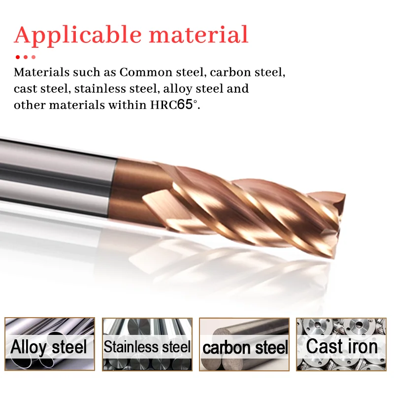 Tungsten Steel Milling Cutter HRC60 Carbide End Mill 4 Flute 4mm 6mm 8mm 10mm 12mm 14mm 16mm 18mm 20mm Metal Milling Cnc Tools - Image 3