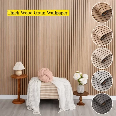 Painel de parede autoadesivo de 40 cm – papel de parede com design de grão de madeira texturizado espesso, fácil de instalar, decoração de casa para paredes e tetos