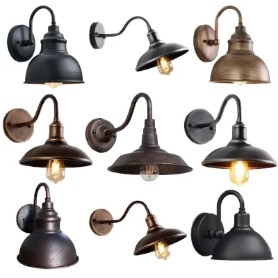 Luz de parede à prova dwaterproof água e27 industrial ao ar livre lâmpada parede para jardim pátio varanda retro arandela ferro design luminárias