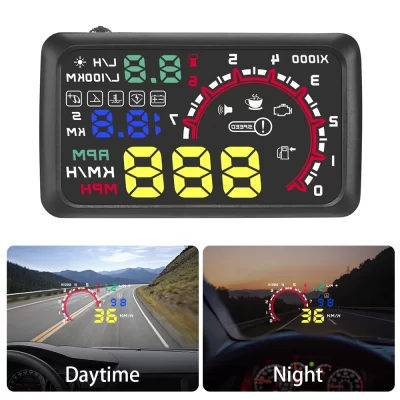 W02+Hud Holder Car 3.5 inch Head-Up Display EOBD Windshield Speedometer Projector Vehicle OBD HUD Speedometer Gauge with Cable