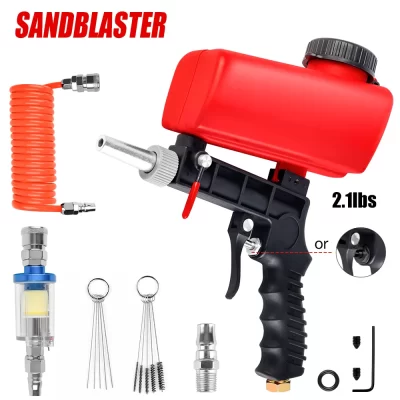 Pistola de jato de areia pneumática ajustável de 90 psi, máquina de jato de areia portátil de 2,1 libras, ferramenta de ar portátil pequena de gravidade sem fio, remoção de ferrugem/polimento