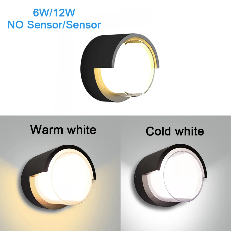 Lâmpada de parede led iluminação radar sensor movimento AC85-265V 6/12w branco quente branco frio adequado para decoração casa ao ar livre indoor - Image 3