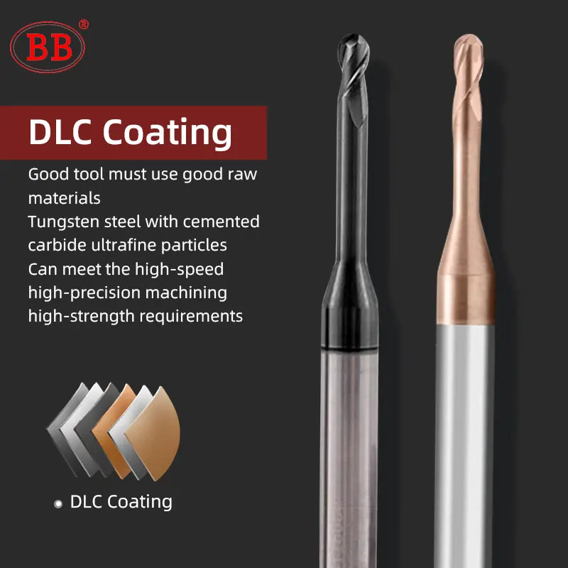 BB Micro Ball End Mill Long Neck Carbide CNC Small Mini Rib Deep Machining Cutter R0.1-R1.5 Tool for Steel Metal - Image 4