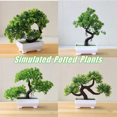 Árvore de bonsai artificial Uflower, plantas em vasos falsas, pequenas árvores verdes de plástico para decoração de escritório doméstico, presente para aniversário de casamento