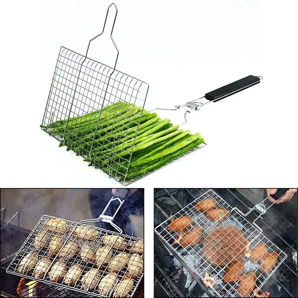 Churrasqueira multifuncional, peixe grelhado e carne, ferramentas duráveis de alta qualidade, alça dobrável, estrutura de malha grelhada ao ar livre - Image 4