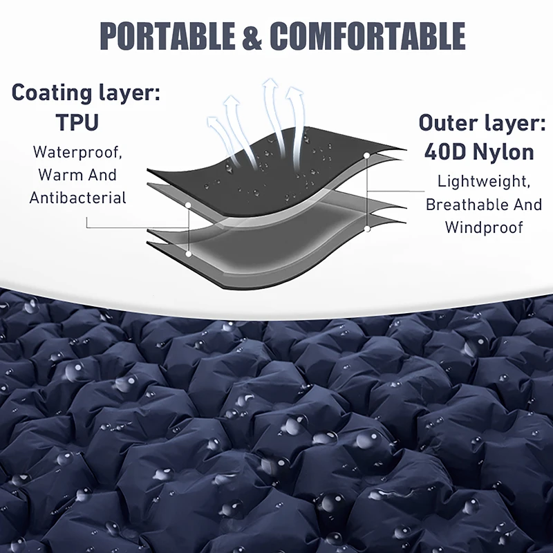 WESTTUNE Double Inflatable Mattress with Built-in Pillow Pump Outdoor Sleeping Pad Camping Air Mat for Travel Backpacking Hiking - Image 2