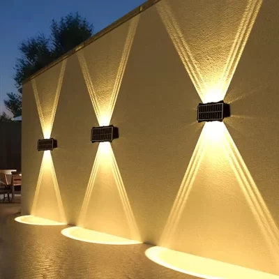 Lâmpada de parede solar ao ar livre luz led solar à prova dwaterproof água para cima e para baixo iluminação luminosa varanda quintal jardim decoração luzes