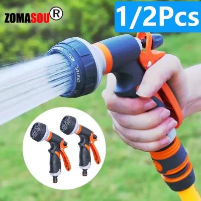 1/2 pçs mangueira de jardim pistola de água 8 modo lavagem carro pulverizador alta pressão rega bico para gramado planta quintal jato água sprinkler