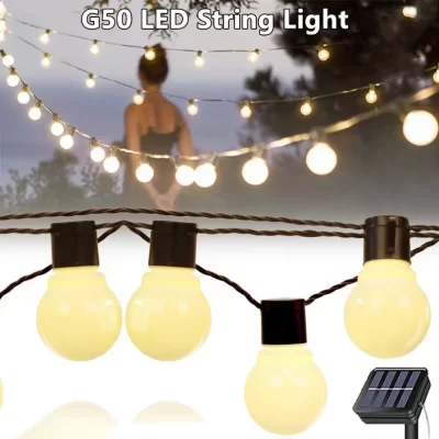 G50 lâmpadas luz ambiente led luzes da corda de fadas ao ar livre luz solar festa casamento natal casa decoração do jardim