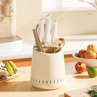 Suporte de drenagem de pauzinhos multifuncional estilo creme, utensílio de cozinha e caixa de armazenamento de pauzinhos