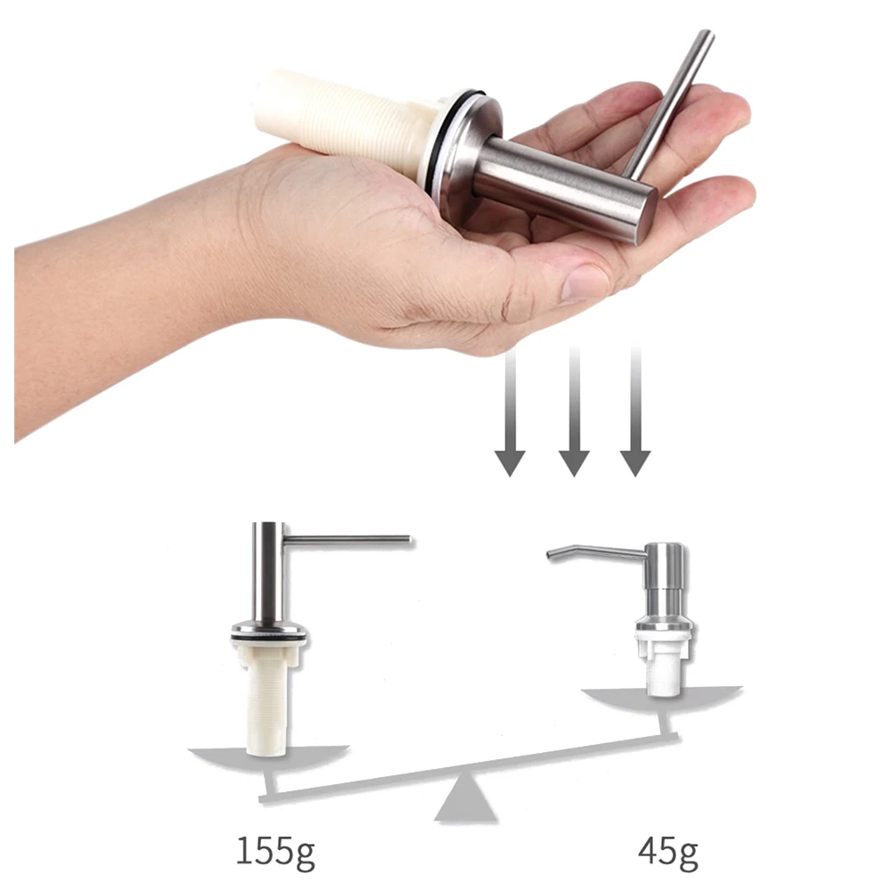 Metal Head Liquid Soap Dispenser, lavagem do prato, detergente, tubo de silicone, loção titular, Slim, banheiro, pia da cozinha, sob contador - Image 6