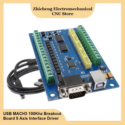 Placa de fuga cnc usb mach3 5 eixos controlador cartão suporte passo e servo motor 100khz com cabo usb interface mpg