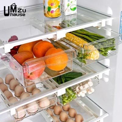 Hanging Fridge Storage Clear Refrigerator Shelves Organizer Eggs Fruits Vegetable Food Container Space Saving Kitchen Drawer Box