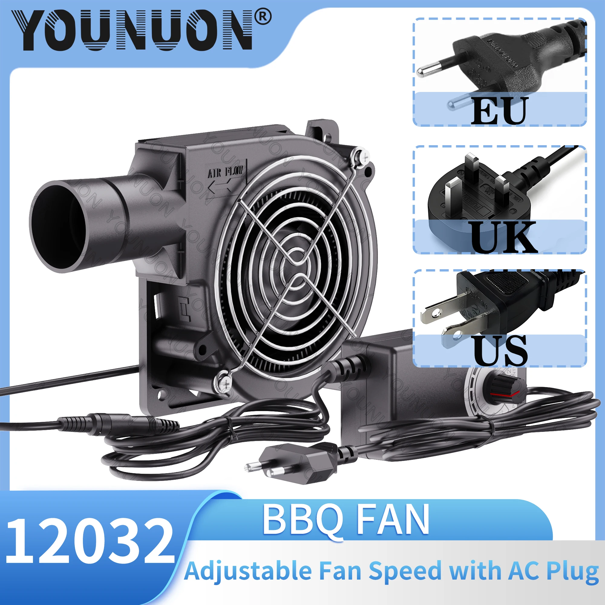Ventilador para churrasco, 120mm x 32mm, ac 110v 220v, ventilador de resfriamento centrífugo, controlador de velocidade variável, ventilador para churrasco para acampamento, fogão, cozinha