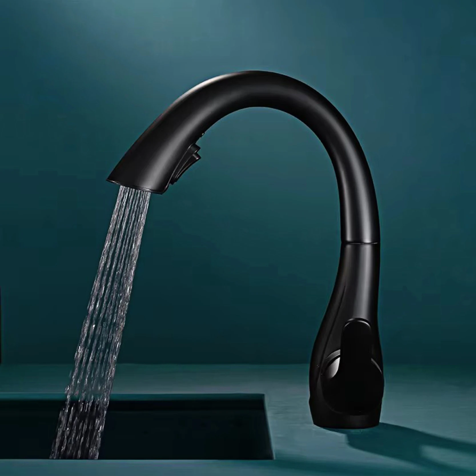 Pistola de luxo cinza latão torneira da cozinha controle toque pull out único punho água quente e fria 2 funções misturadora com rotação 360 - Image 3