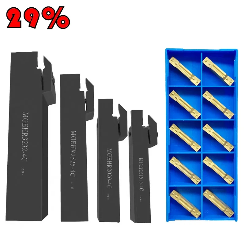 MGEHR1010 MGEHR1212 MGEHR1616 MGEHR2020 MGEHR2525 1.5 2 3 4 Suporte de ferramenta de ranhuramento + 10 peças MGMN150 MGMN200 inserções de ranhura de carboneto