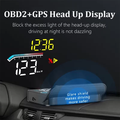 For HUD Head Up Display Auto OBD2 GPS Dual System Projector Car Glass Security Water temp Alarm Electronic Accessories M17 OBD