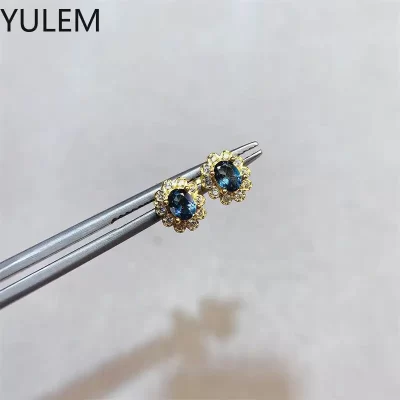 Brincos de topázio natural 3x4mm, prata esterlina s925, joias finas para casamentos para mulheres com certificado
