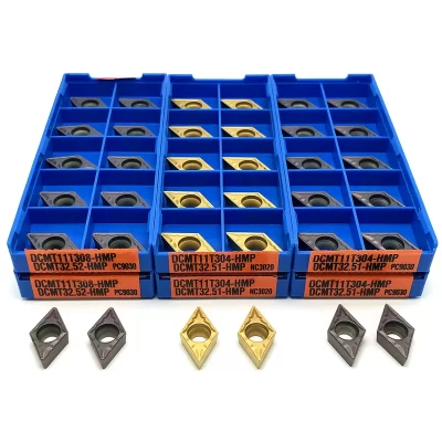 Dcmt070204 dcmt11t304 dcmt11t308hmp inserção de carboneto ferramenta de torneamento interno ferramentas de corte torno cnc inserção de torneamento processamento de aço