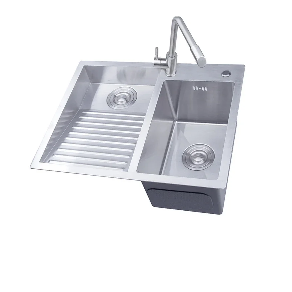 Pia de cozinha manual de aço inoxidável 304, tigela única acima do balcão ou conjunto undermount witwashboard dispensor dainer 60x48cm - Image 2