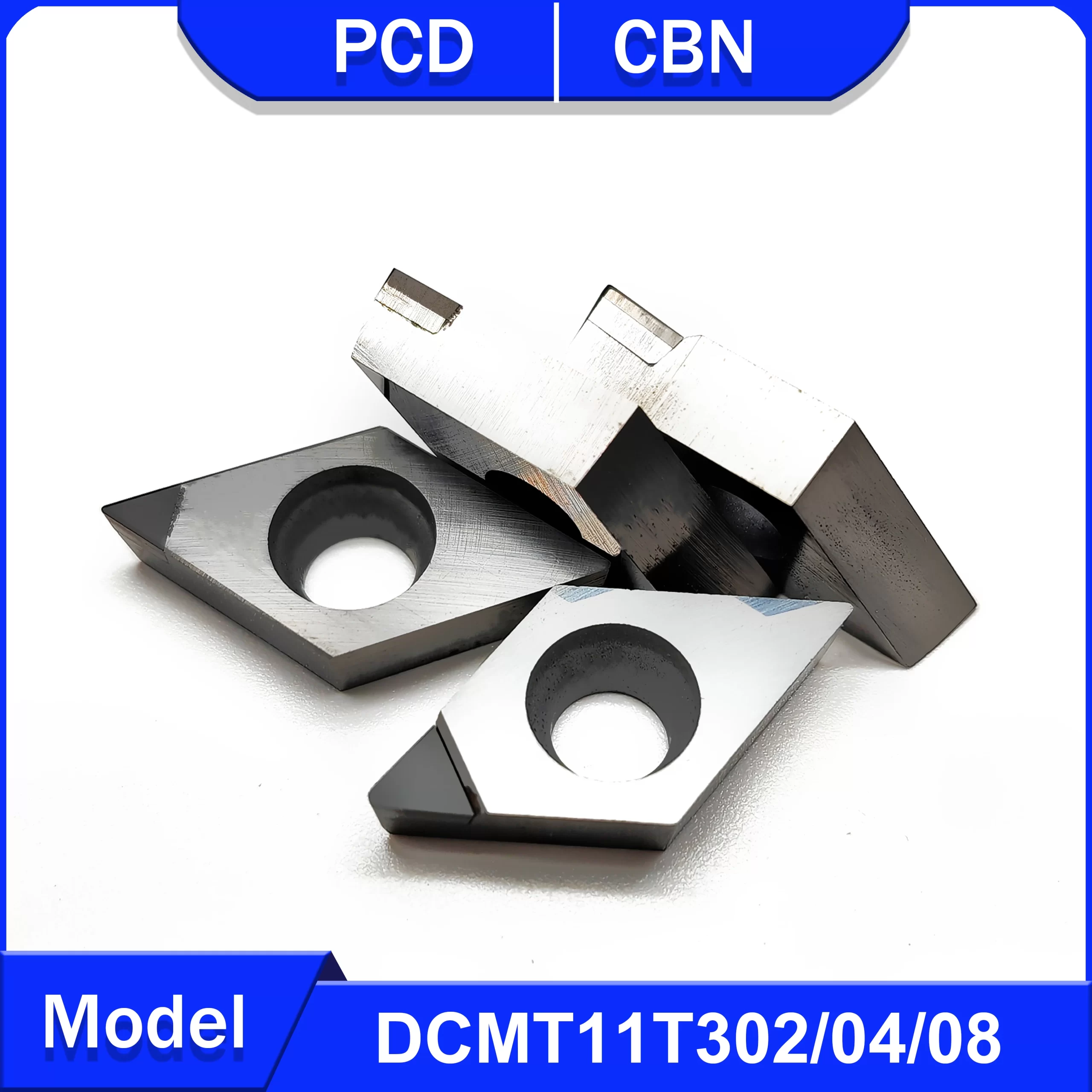 Ferramenta de torneamento CNC DCMT11T302 DCMT11T304 DCMT11T308 PCD ferramenta usinagem de alumínio e cobre CBN para aço duro e ferro fundido DCMT