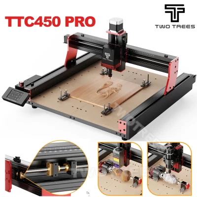 Twotrees CNC TTC450 PRO Laser Milling Gravador Máquina 4 AxisDIY Woodworking Cutting Screen UI Upgrade Suporte Switching Laser Mode