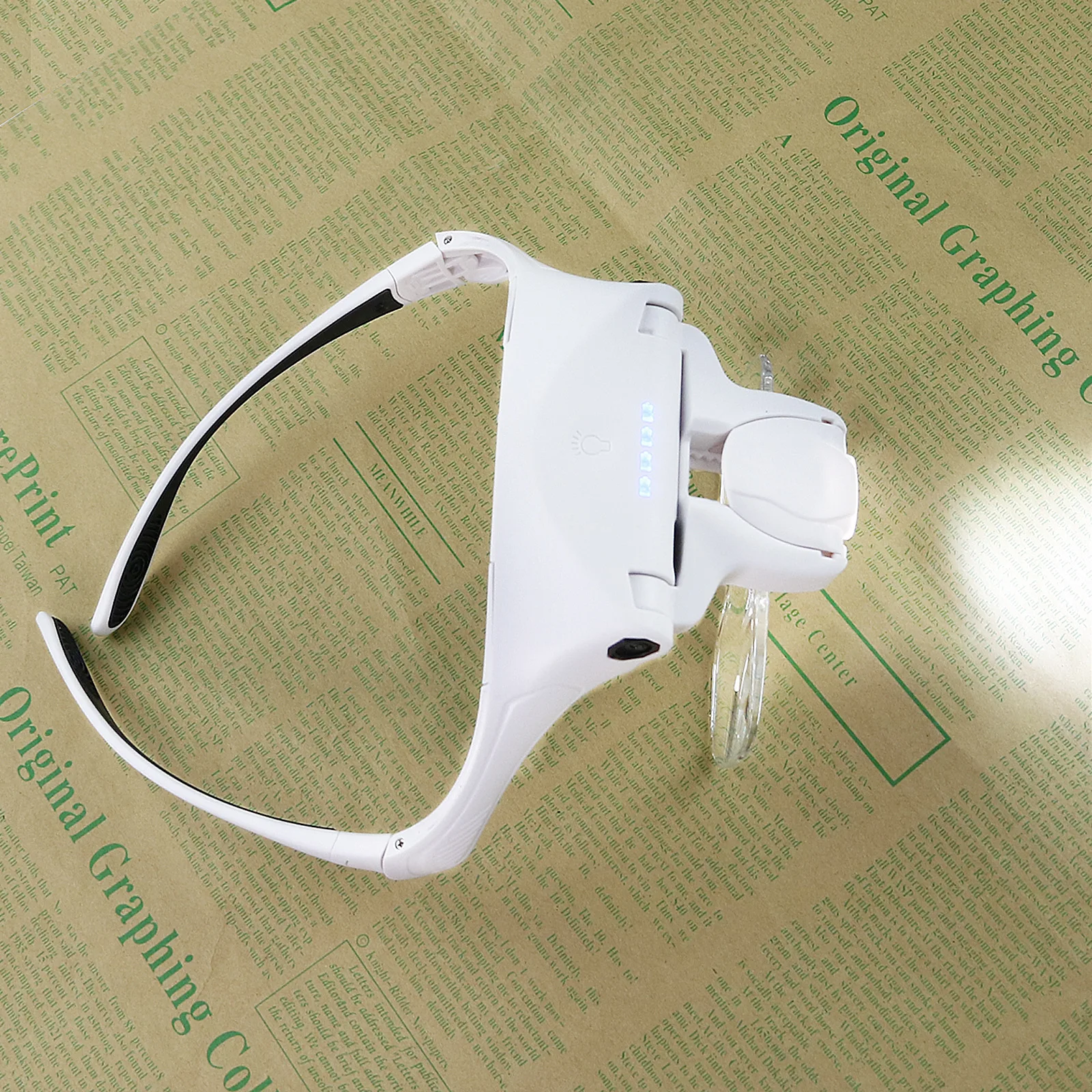 Rechargeable Eyegalsses Bracket Headband Interchangeable Illuminated Magnifier w Cold Warm Light Bright Magnifier with 5 Lens - Image 2