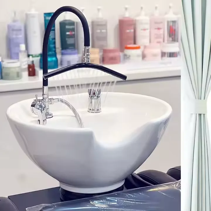 Cabeça de luxo spa circulação de água dobra chuveiro para barbearia salão de beleza do cabelo cerâmica moderna para cama de jantar - Image 2