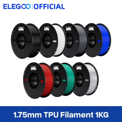 Elegoo filamento de impressora 3d tpu 1.75mm 1kg, 95a dureza shore filamento tpu flexível com alta resiliência e elasticidade